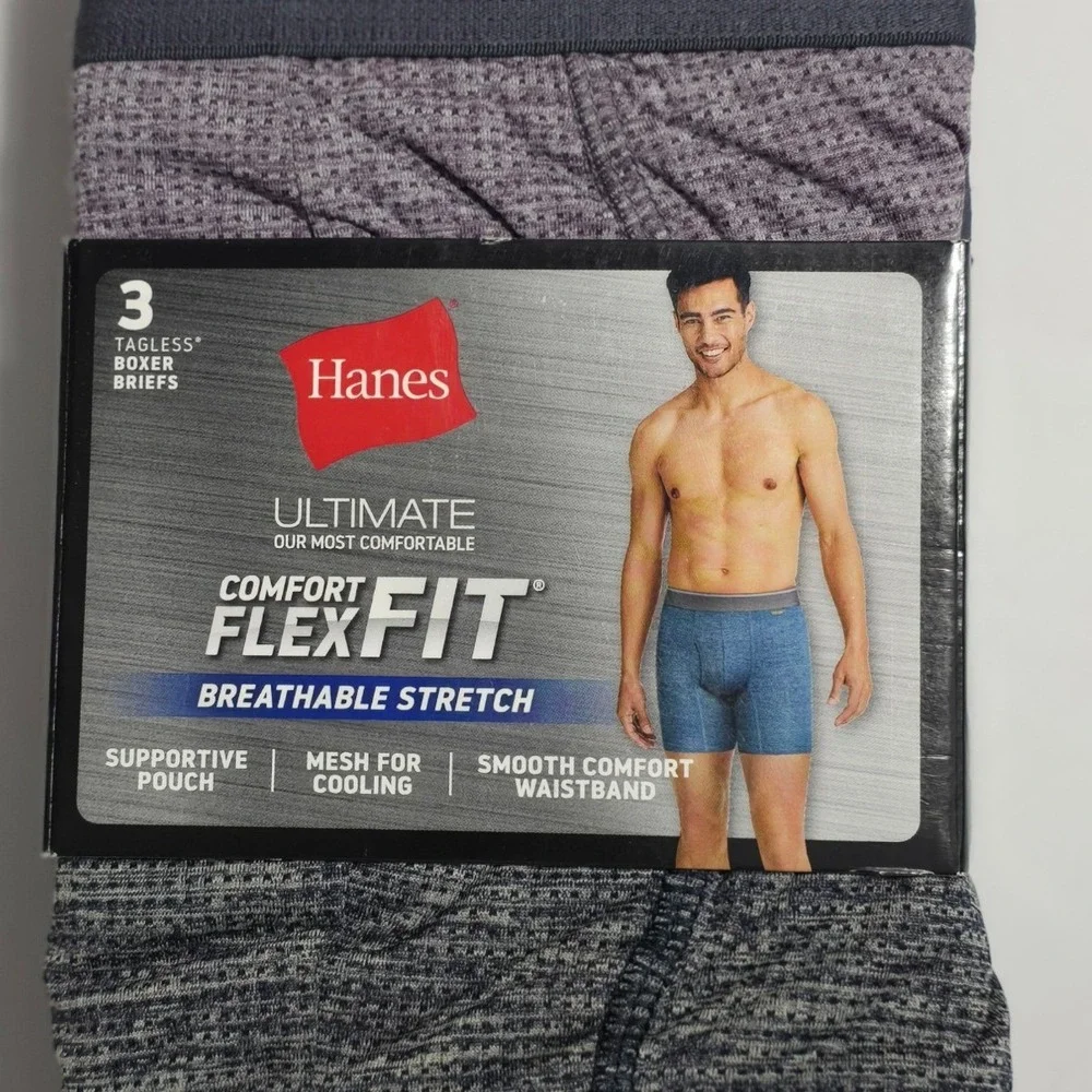Hanes Boxer Briefs Mens XL Comfort Flex Fit Stretch Comfy Underwear 3-Pack‎